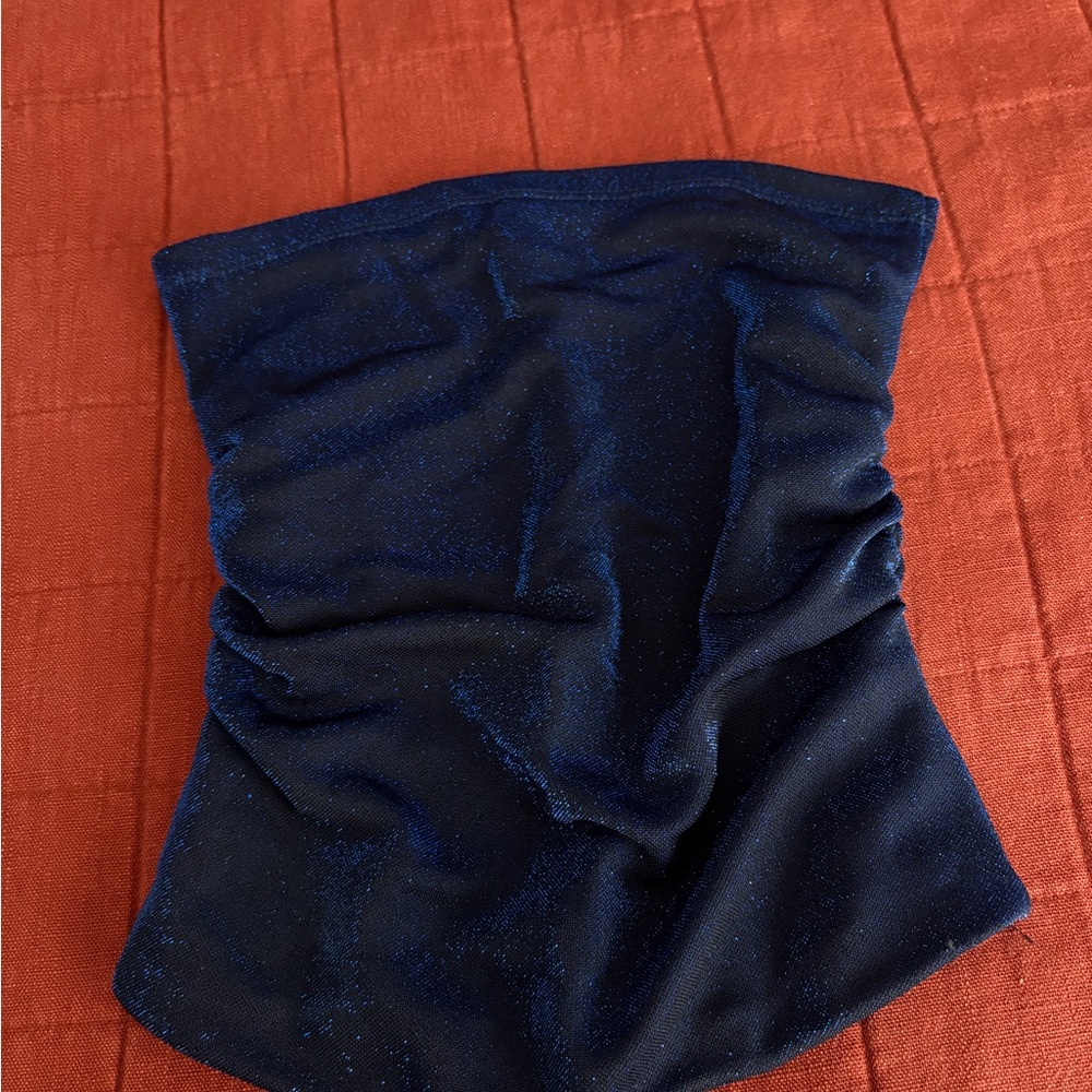 Bershka Navy Blue Crop Top